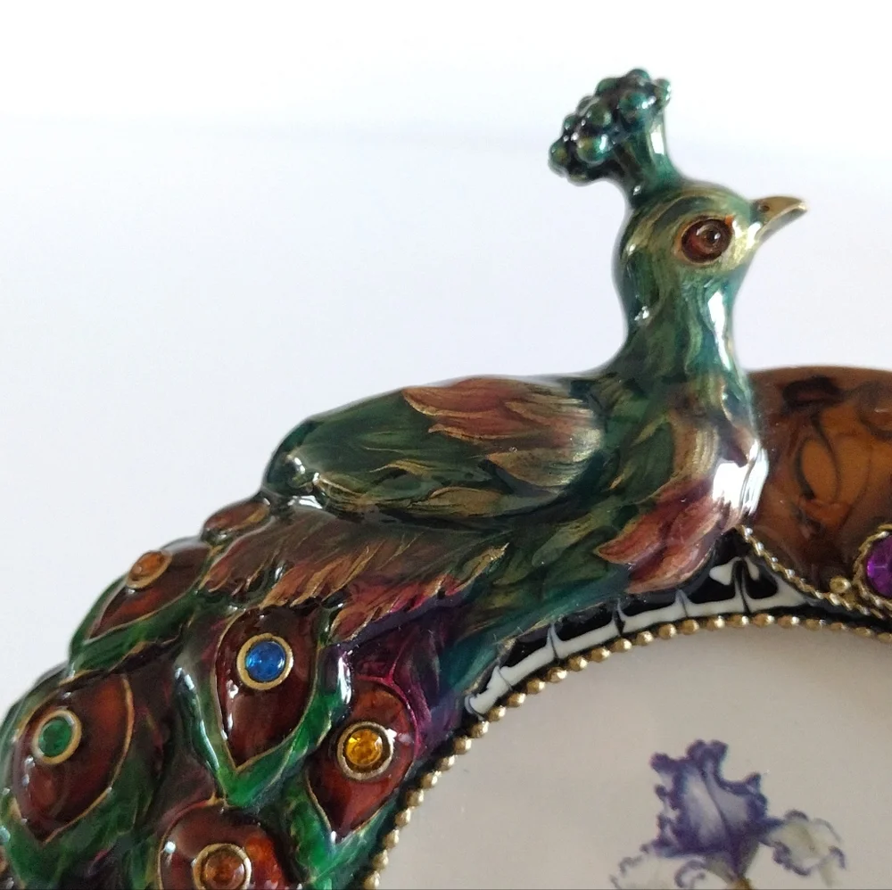 Ashleigh Manor Enameled Embellished Peacock Frame 3x3